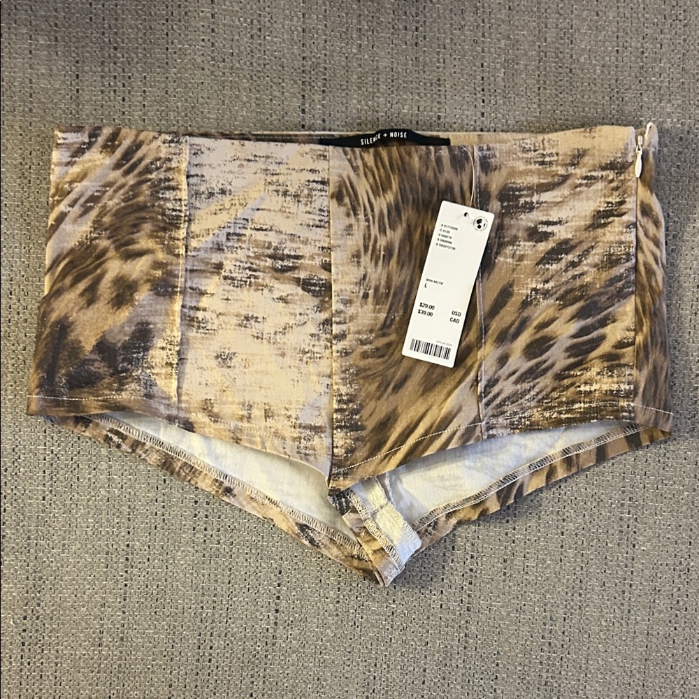 Urban Outfitters High Waist Tan Patterned Shorts